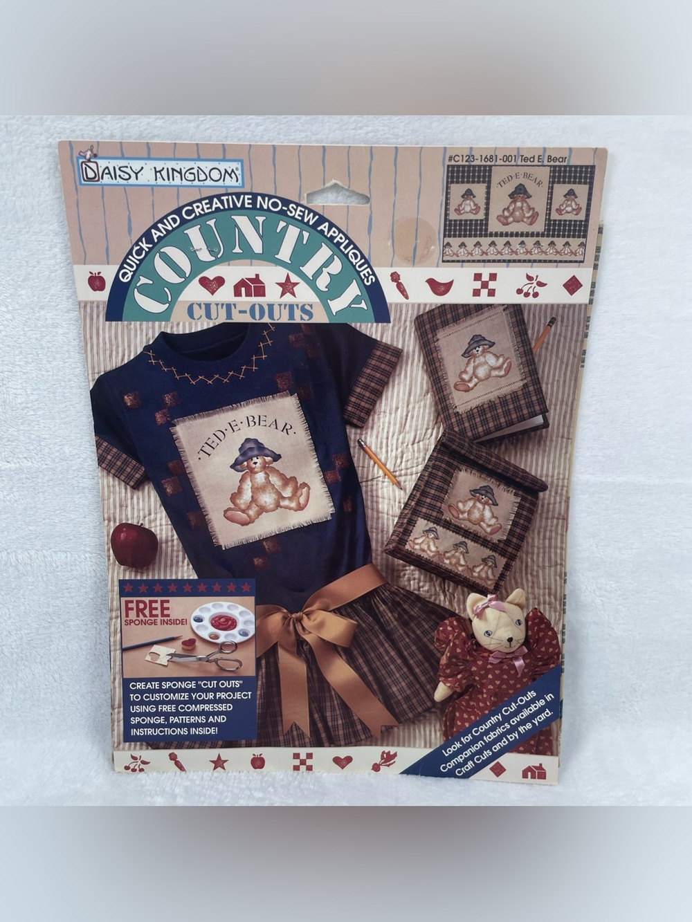 Daisy Kingdom TED E BEAR Teddy Bear Country Cut Outs Fabric Applique - NEW!
